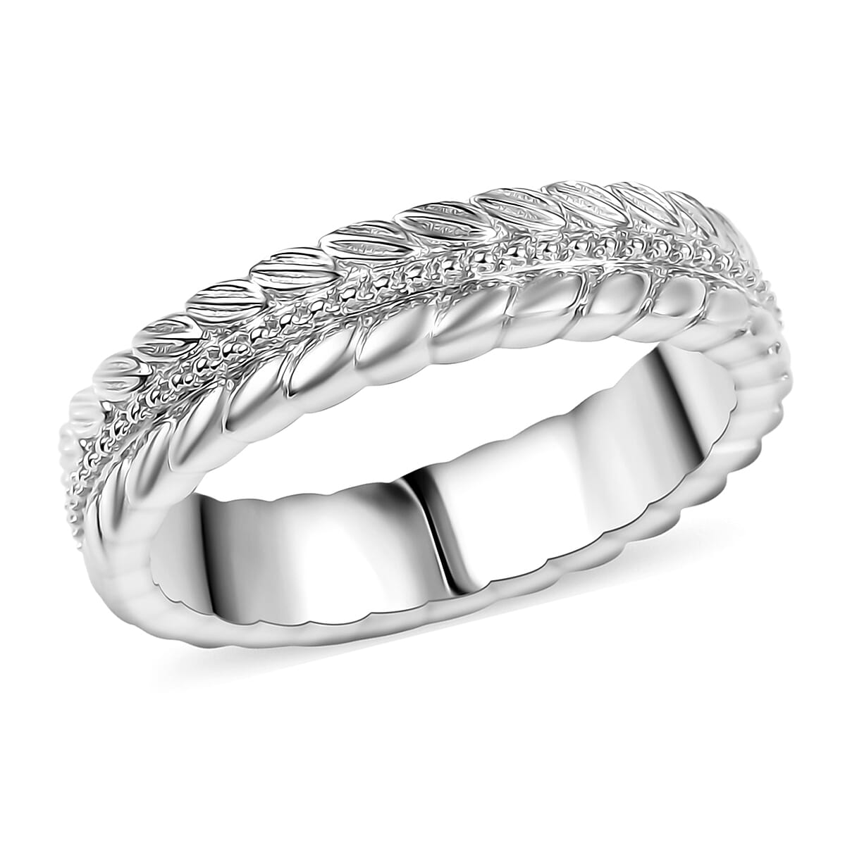 D'Joy Leaf Band Ring in Rhodium Over Sterling Silver (Size 10.0) 4.75 Grams image number 0
