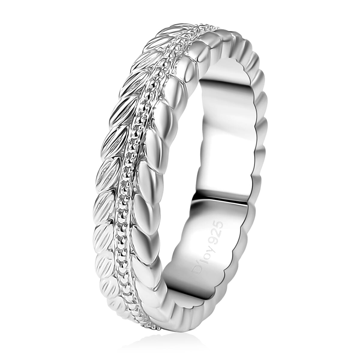 D'Joy Leaf Band Ring in Rhodium Over Sterling Silver (Size 10.0) 4.75 Grams image number 3