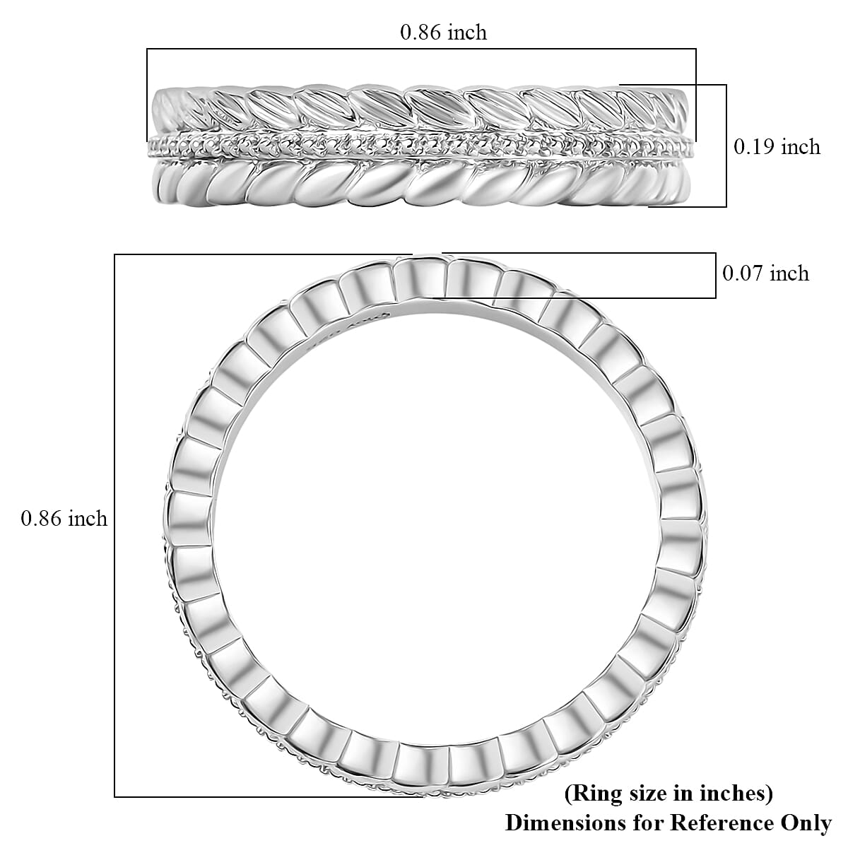 D'Joy Leaf Band Ring in Rhodium Over Sterling Silver (Size 10.0) 4.75 Grams image number 5