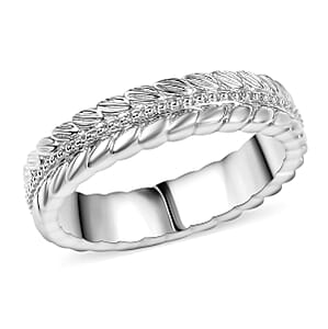 D'Joy Leaf Band Ring in Rhodium Over Sterling Silver (Size 6.0) 4.75 Grams
