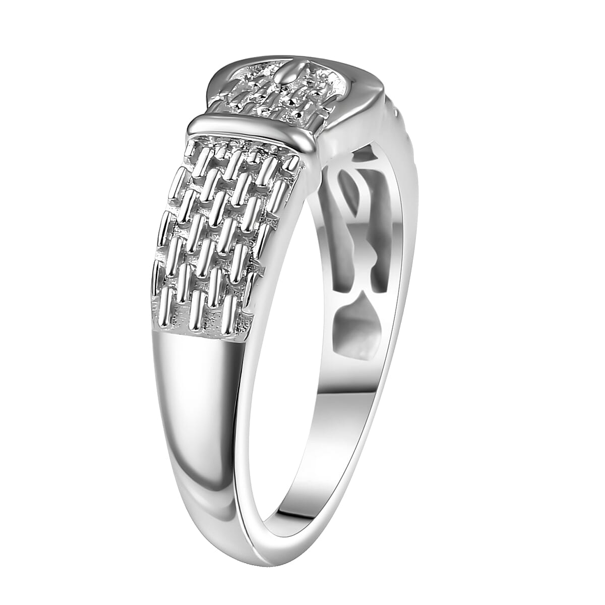 D'Joy Buckle Ring in Rhodium Over Sterling Silver (Size 10.0) 4.0 Grams image number 3