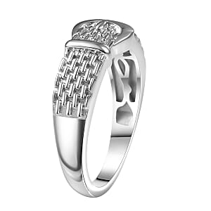 D'Joy Buckle Ring in Rhodium Over Sterling Silver (Size 10.0) 4.0 Grams