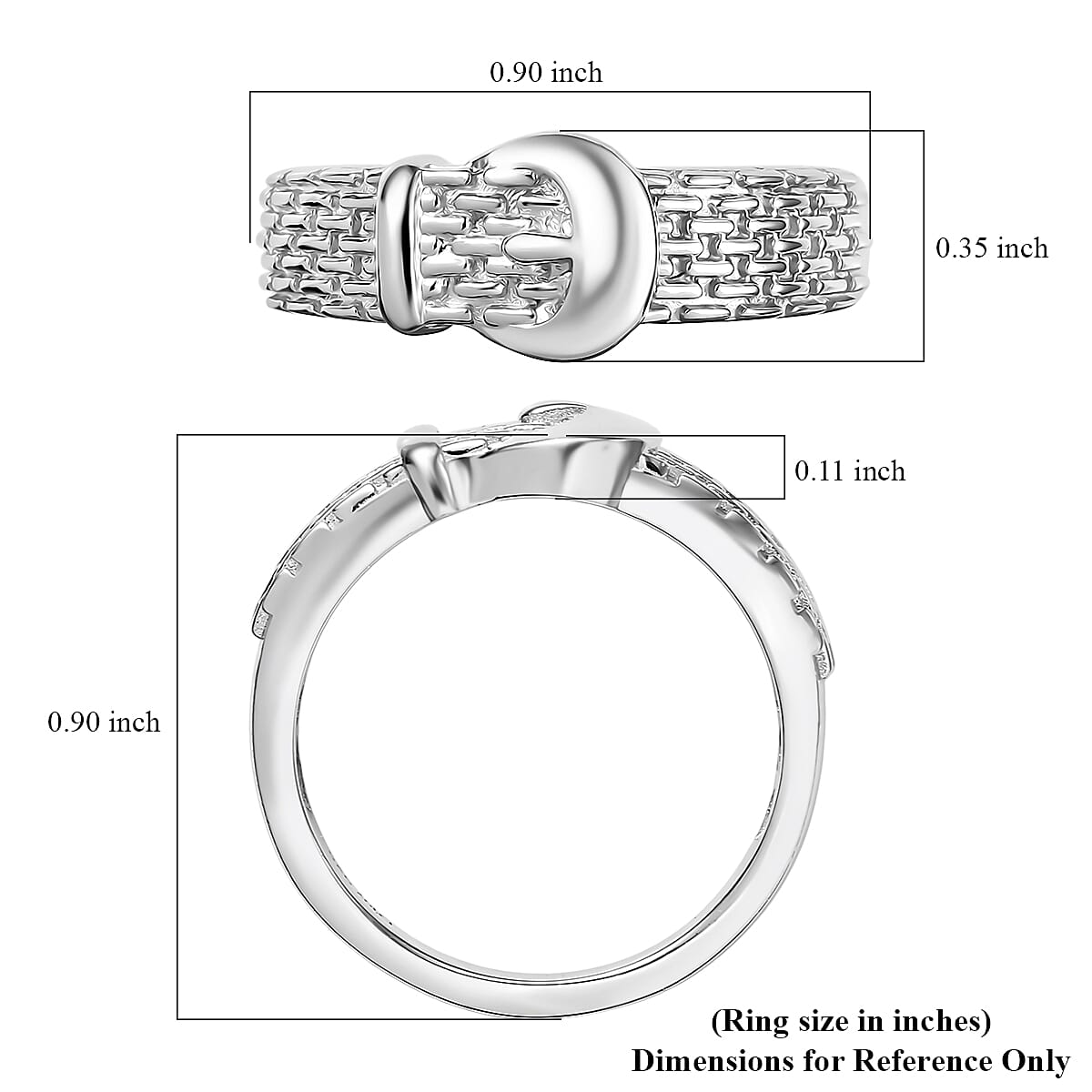 D'Joy Buckle Ring in Rhodium Over Sterling Silver (Size 10.0) 4.0 Grams image number 5
