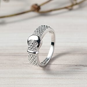 D'Joy Buckle Ring in Rhodium Over Sterling Silver (Size 6.0) 4.0 Grams
