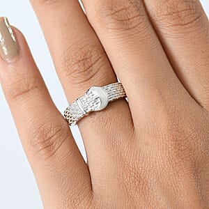 D'Joy Buckle Ring in Rhodium Over Sterling Silver (Size 6.0) 4.0 Grams