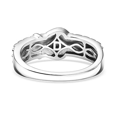 D'Joy Buckle Ring in Rhodium Over Sterling Silver (Size 8.0) 4.0 Grams
