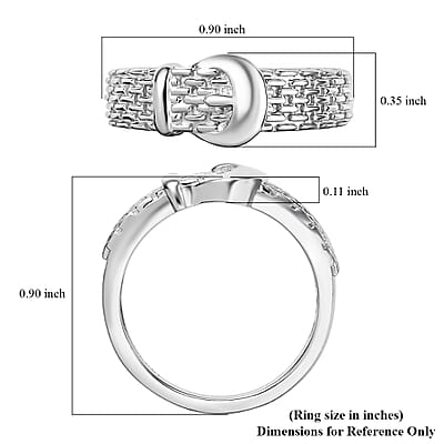 D'Joy Buckle Ring in Rhodium Over Sterling Silver (Size 8.0) 4.0 Grams