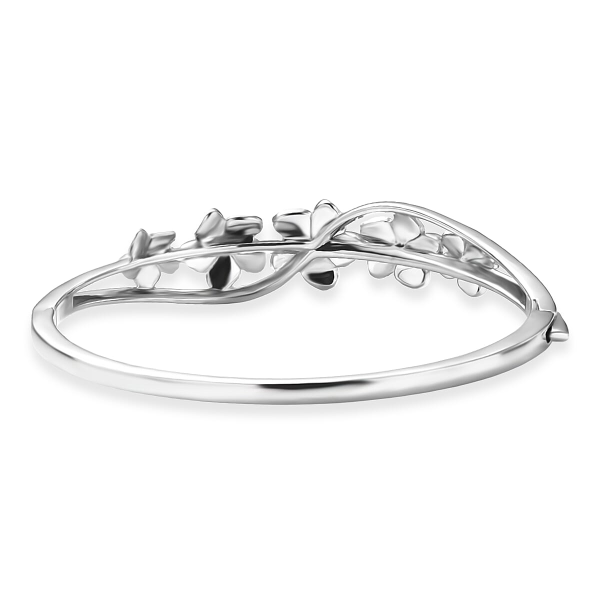D'Joy Floral Bangle Bracelet in 18K Vermeil YRG and Rhodium Over Sterling Silver (7.25 In) 22.30 Grams