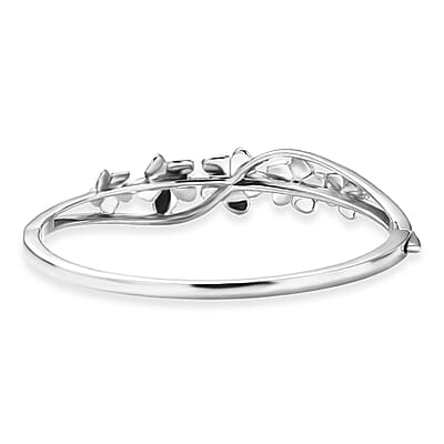 D'Joy Floral Bangle Bracelet in 18K Vermeil YRG and Rhodium Over Sterling Silver (7.25 In) 22.30 Grams