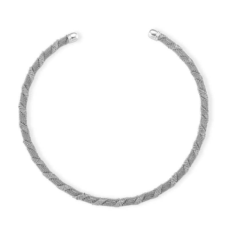 Twisted Texture Necklace in Silvertone 16 Inches
