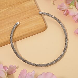 Twisted Texture Necklace in Silvertone 16 Inches