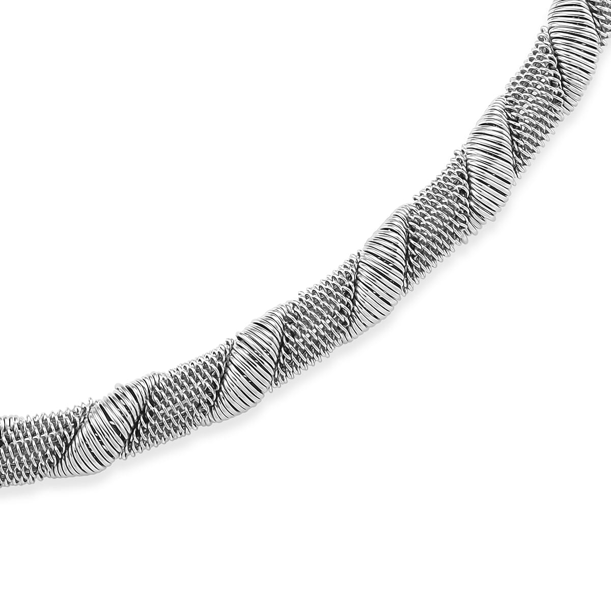 Twisted Texture Necklace in Silvertone 16 Inches image number 3