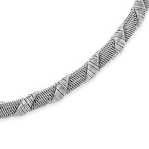 Twisted Texture Necklace in Silvertone 16 Inches