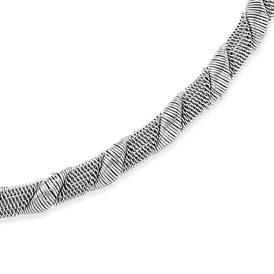 Twisted Texture Necklace in Silvertone 16 Inches