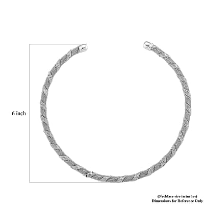 Twisted Texture Necklace in Silvertone 16 Inches