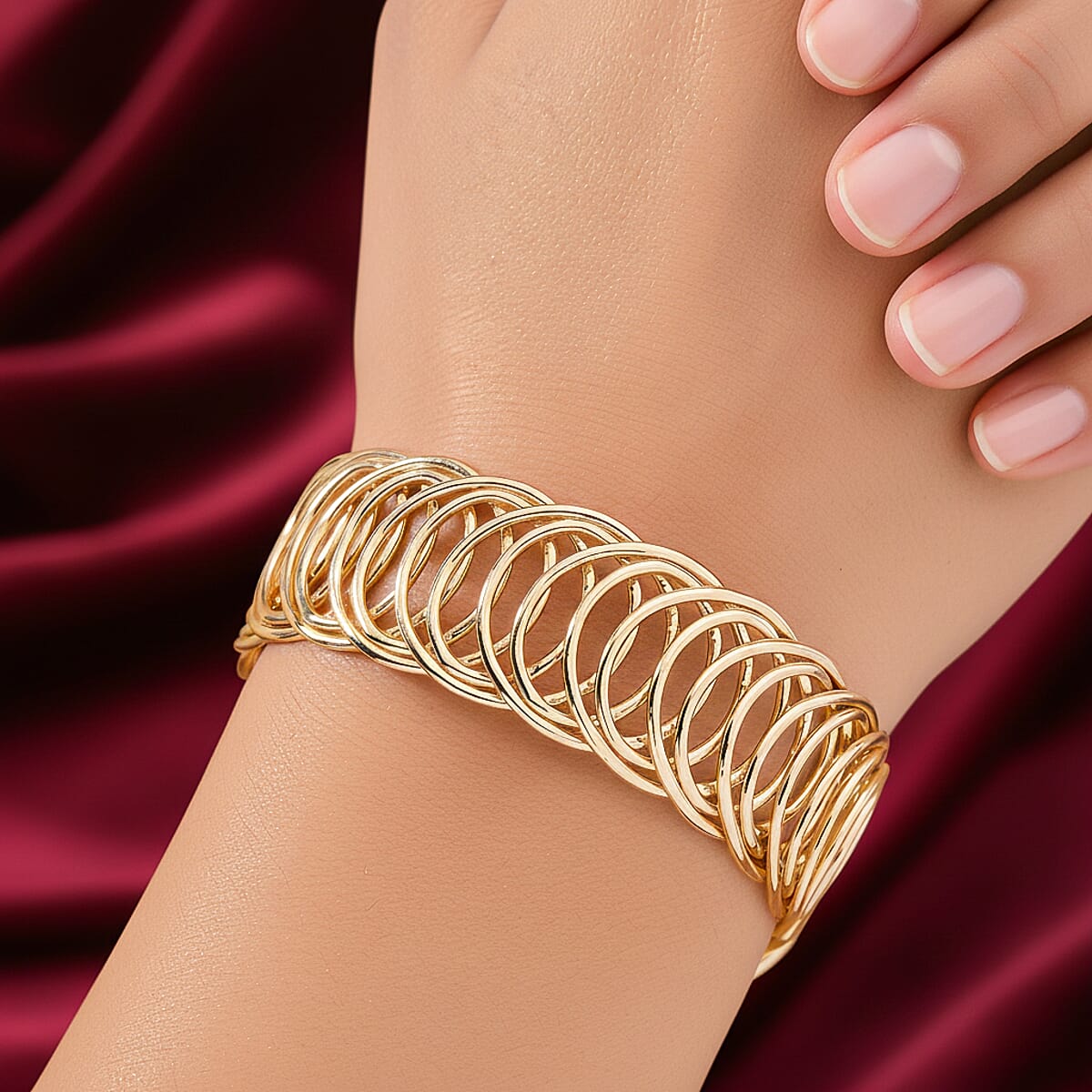 Fancy Stretch Bracelet in Goldtone (6-8In) image number 2