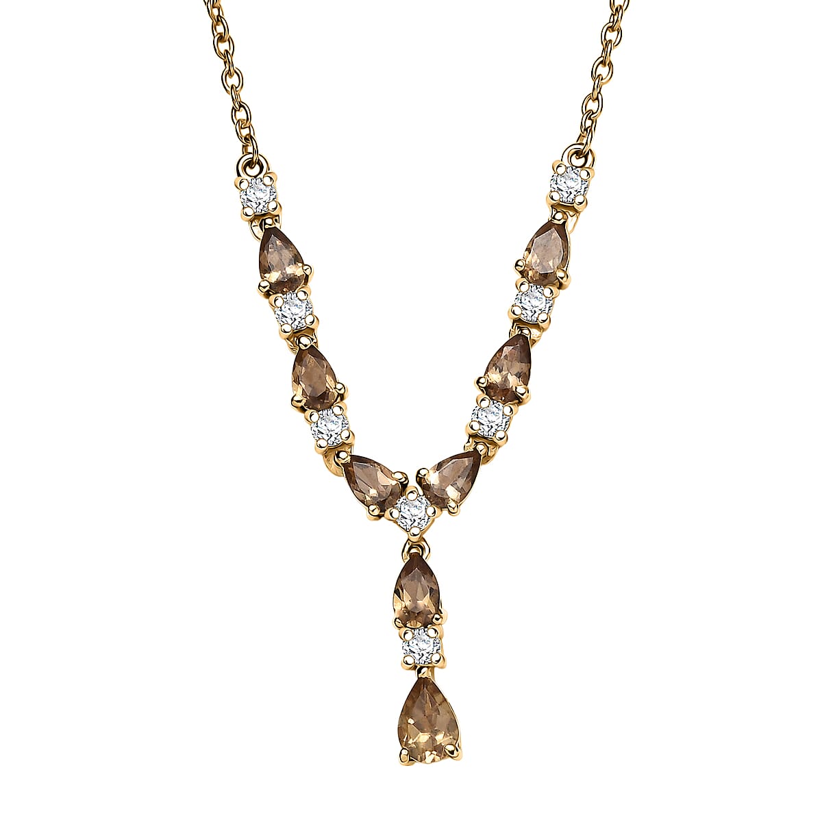 D'Joy Golden Turkizite and Moissanite 2.35 ctw Necklace in 18K Vermeil Yellow Gold Over Sterling Silver 18 Inches image number 0