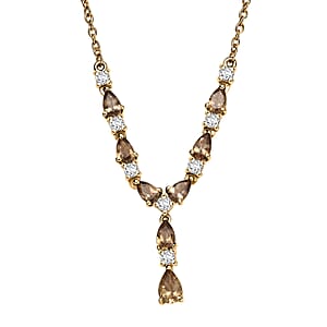 D'Joy Golden Turkizite and Moissanite 2.35 ctw Necklace in 18K Vermeil Yellow Gold Over Sterling Silver 18 Inches
