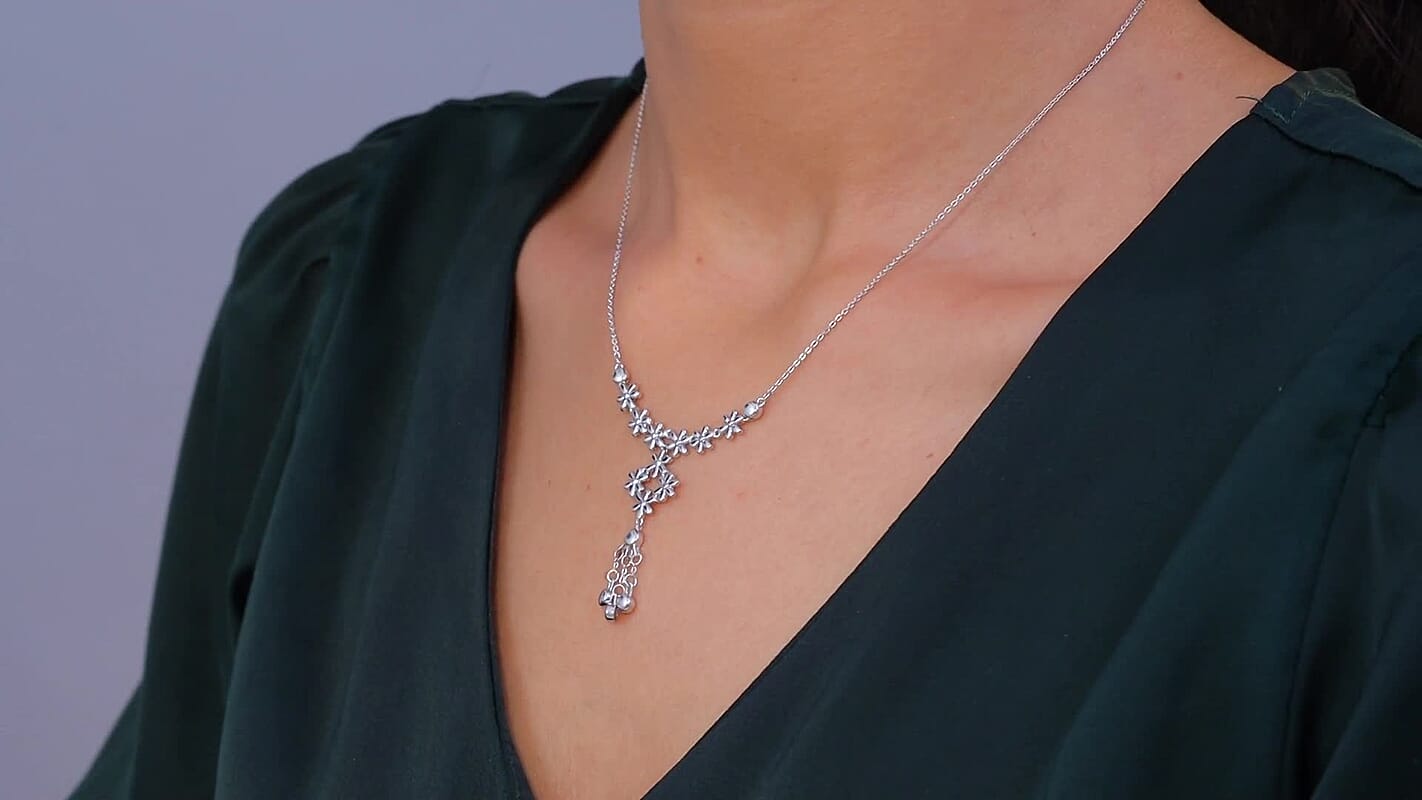 D'Joy Blooming Vines Necklace in Rhodium Over Sterling Silver 5.26 Grams 18 Inches