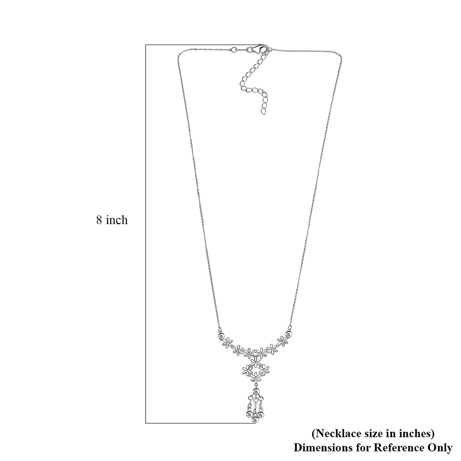 D'Joy Blooming Vines Necklace in Rhodium Over Sterling Silver 5.26 Grams 18 Inches 