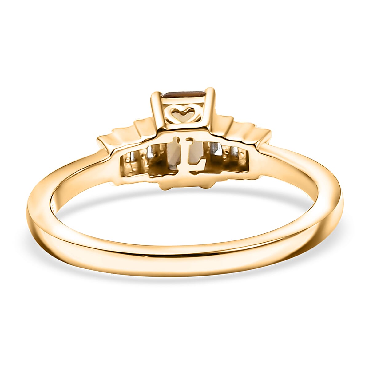 Golden Turkizite and G-H SI Luxuriant Lab Grown Diamond 0.70 ctw Ring in 18K Vermeil Yellow Gold Over Sterling Silver (Size 10.0) image number 4