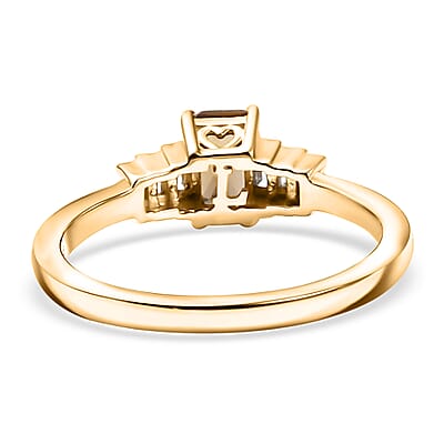 Golden Turkizite and G-H SI Luxuriant Lab Grown Diamond 0.70 ctw Ring in 18K Vermeil Yellow Gold Over Sterling Silver (Size 10.0)