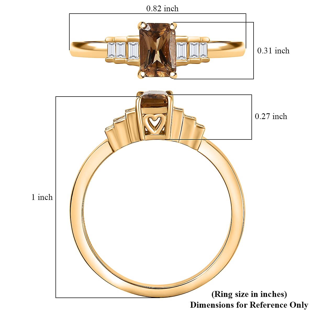 Golden Turkizite and G-H SI Luxuriant Lab Grown Diamond 0.70 ctw Ring in 18K Vermeil Yellow Gold Over Sterling Silver (Size 10.0) image number 5
