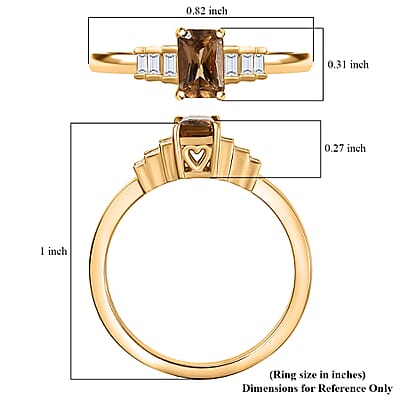 Golden Turkizite and G-H SI Luxuriant Lab Grown Diamond 0.70 ctw Ring in 18K Vermeil Yellow Gold Over Sterling Silver (Size 10.0)