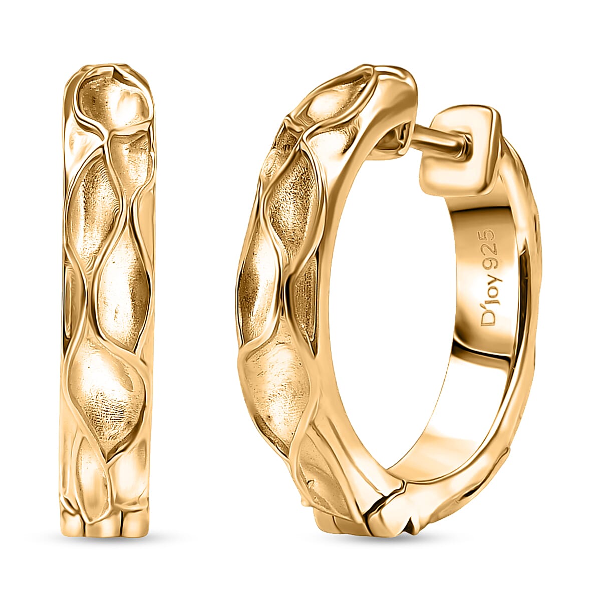 D'Joy Sand Texture Hoop Earrings in 18K Vermeil Yellow Gold Over Sterling Silver 6.05 Grams  image number 0