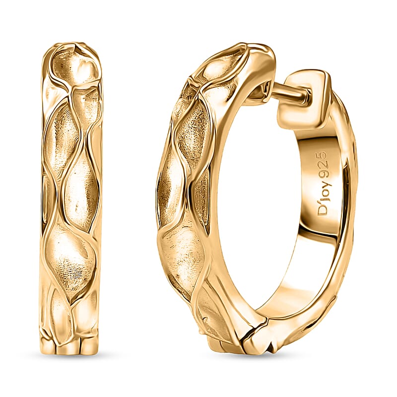 D'Joy Sand Texture Hoop Earrings in 18K Vermeil Yellow Gold Over Sterling Silver 6.05 Grams
