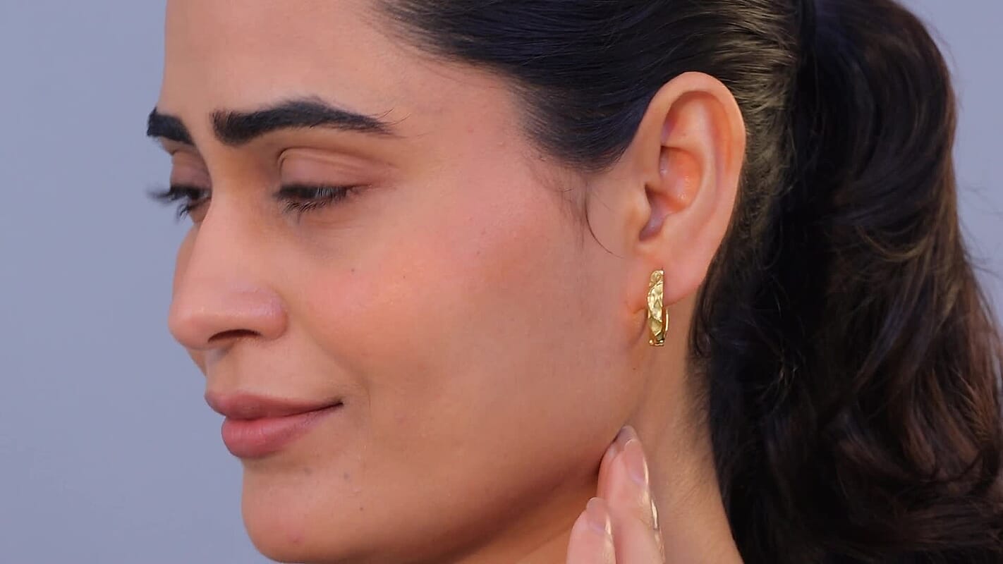 D'Joy Sand Texture Hoop Earrings in 18K Vermeil Yellow Gold Over Sterling Silver 6.05 Grams