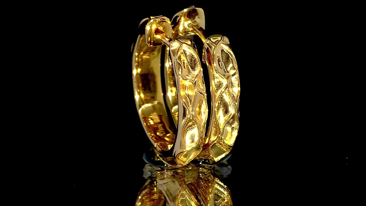 D'Joy Sand Texture Hoop Earrings in 18K Vermeil Yellow Gold Over Sterling Silver 6.05 Grams