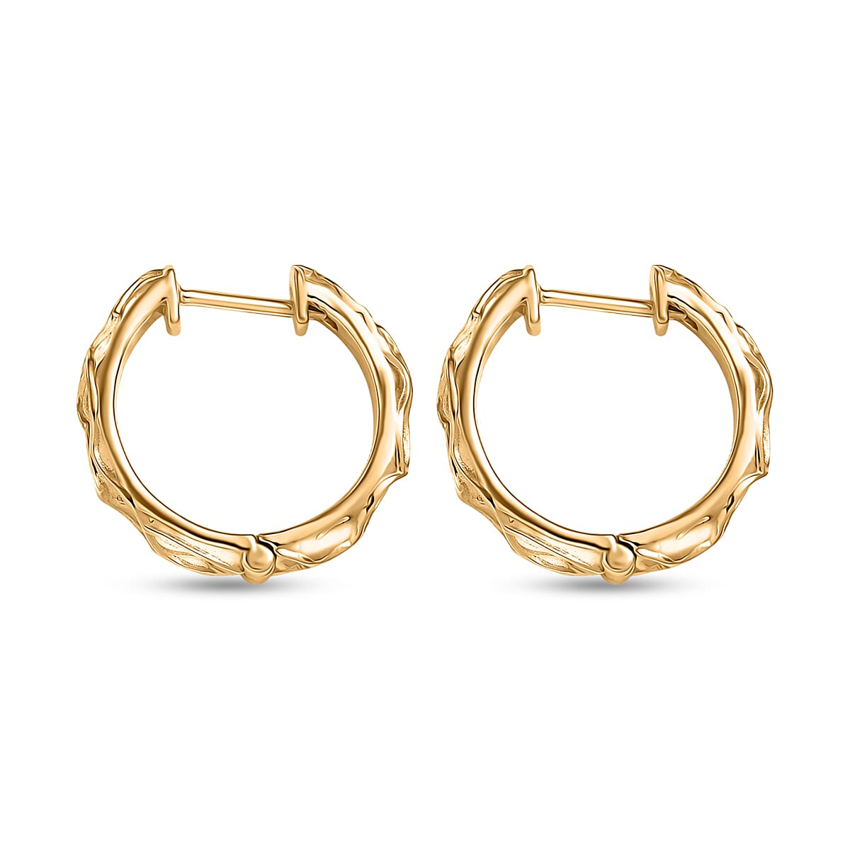 D'Joy Sand Texture Hoop Earrings in 18K Vermeil Yellow Gold Over Sterling Silver 6.05 Grams  image number 2