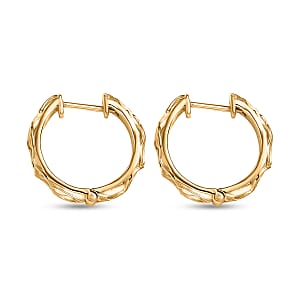 D'Joy Sand Texture Hoop Earrings in 18K Vermeil Yellow Gold Over Sterling Silver 6.05 Grams 