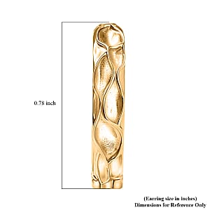 D'Joy Sand Texture Hoop Earrings in 18K Vermeil Yellow Gold Over Sterling Silver 6.05 Grams 