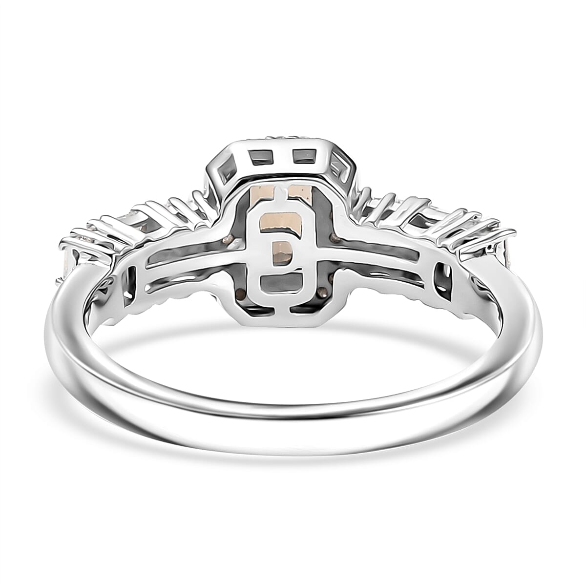 D'Joy Golden Turkizite and Moissanite 1.00 ctw Ring in Rhodium Over Sterling Silver (Size 6.0) image number 4