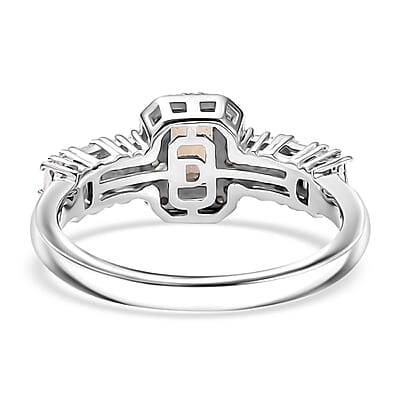 D'Joy Golden Turkizite and Moissanite 1.00 ctw Ring in Rhodium Over Sterling Silver (Size 6.0)