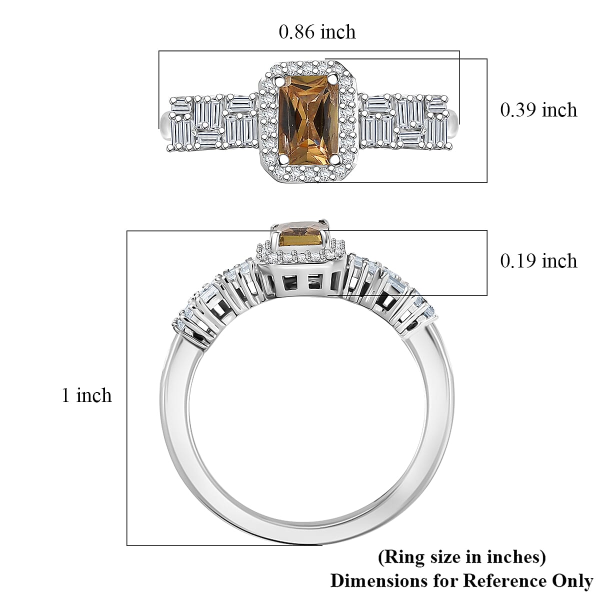 D'Joy Golden Turkizite and Moissanite 1.00 ctw Ring in Rhodium Over Sterling Silver (Size 6.0) image number 5