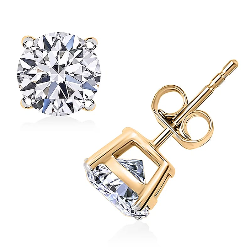 Luxuriant Lab Grown Diamond G-H SI 2.00 ctw Solitaire Stud Earrings in 10K Yellow Gold