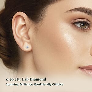 Luxuriant Lab Grown Diamond G-H SI 2.00 ctw Solitaire Stud Earrings in 10K Yellow Gold