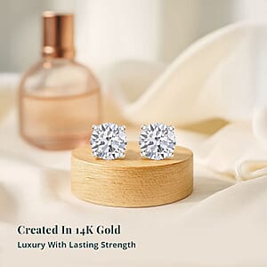 Luxuriant Lab Grown Diamond G-H SI 2.00 ctw Solitaire Stud Earrings in 10K Yellow Gold