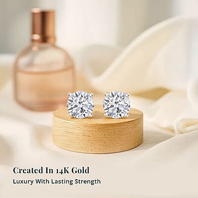 Luxuriant Lab Grown Diamond G-H SI 2.00 ctw Solitaire Stud Earrings in 10K Yellow Gold