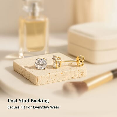 Luxuriant Lab Grown Diamond G-H SI 2.00 ctw Solitaire Stud Earrings in 10K Yellow Gold