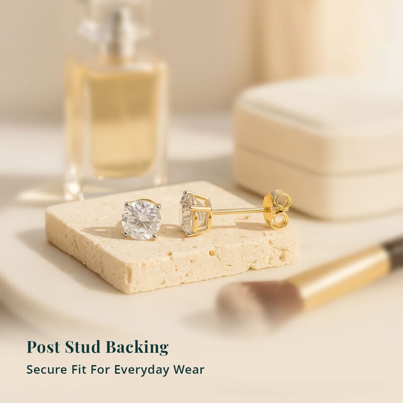 Luxuriant Lab Grown Diamond G-H SI 2.00 ctw Solitaire Stud Earrings in 10K Yellow Gold