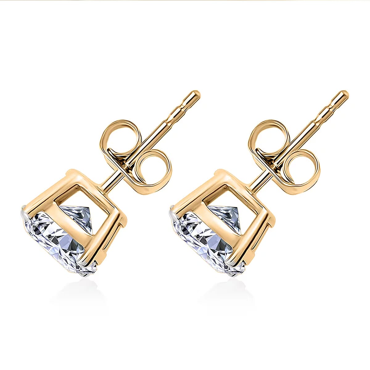 Luxuriant Lab Grown Diamond G-H SI 2.00 ctw Solitaire Stud Earrings in 10K Yellow Gold image number 7