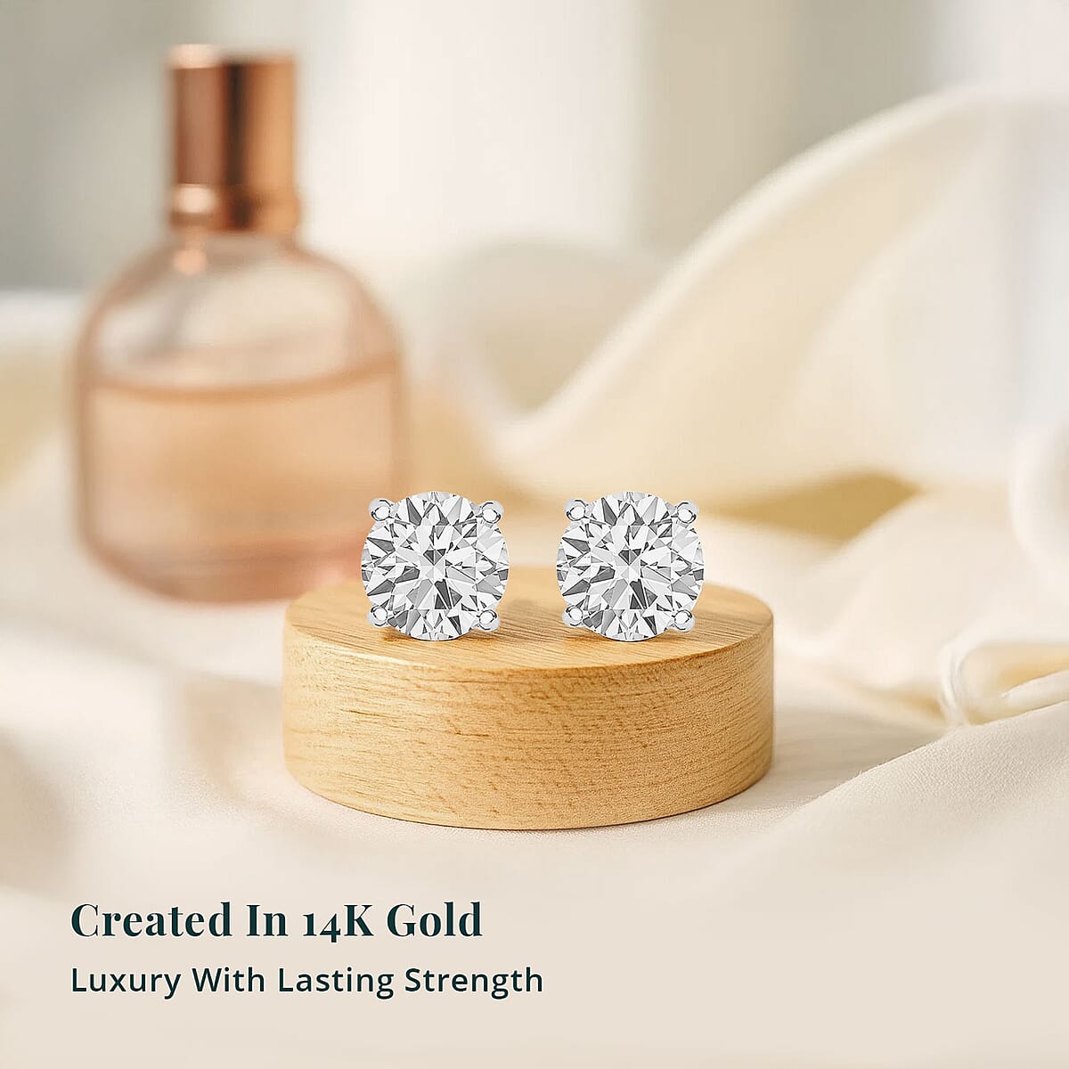 Luxuriant Lab Grown Diamond G-H SI 2.00 ctw Solitaire Stud Earrings in 10K White Gold image number 2