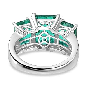 D'Joy Emeraldine Triplet Quartz and White Zircon 7.16 ctw Ring in Rhodium Over Sterling Silver (Size 5.5)