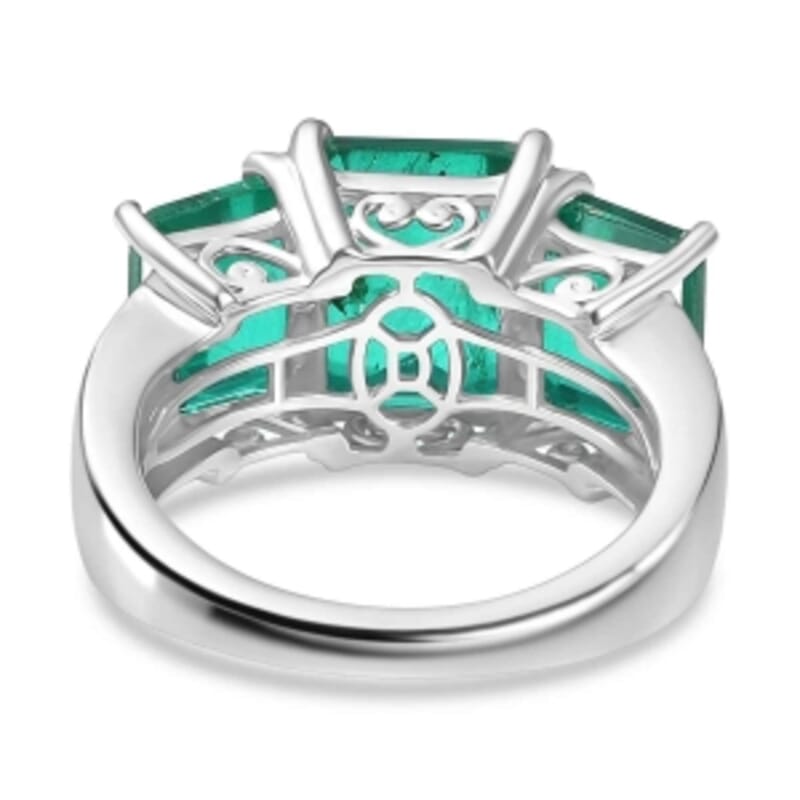 D'Joy Emeraldine Triplet Quartz and White Zircon 7.16 ctw Ring in Rhodium Over Sterling Silver (Size 5.5)