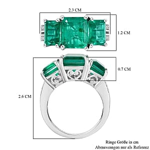 D'Joy Emeraldine Triplet Quartz and White Zircon 7.16 ctw Ring in Rhodium Over Sterling Silver (Size 5.5)