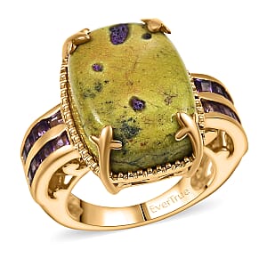 EverTrue Tasmanian Stichtite and African Amethyst 14.40 ctw Ring in 18K YG Plated (Size 10.0)